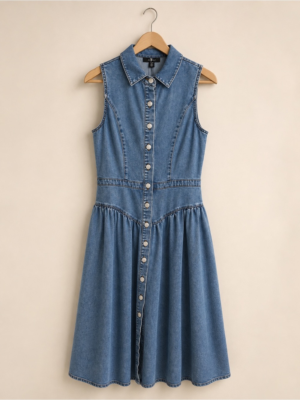 7 For All Mankind Denim Drop Waist Midi Dress NWT Size 10 - Picture 4 of 6